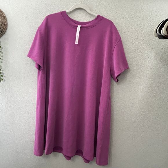 Lululemon All Yours Softstreme T-Shirt Dress Vivid Plum Size Large 12 Athleisure - Picture 5 of 10